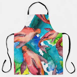 Aquatisches Set. Rotes Meer und exotische Fische i Schürze