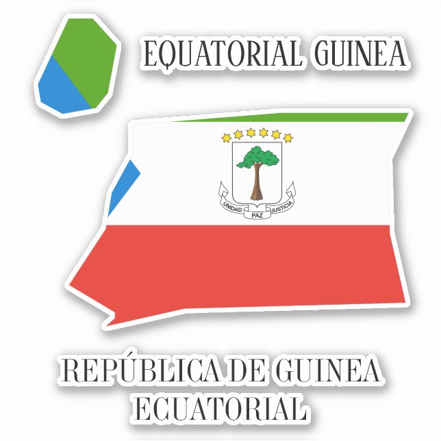 Äquatoriale Guinea Flag Charming Patriotic Map Aufkleber (Vorderseite)