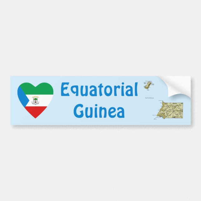Äquatoriale Guinea Flag Herz + Karte Autoaufkleber (Vorne)