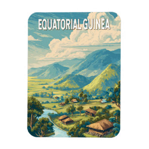 Äquatoriale Guinea Illustration Reisen Vintag Magnet