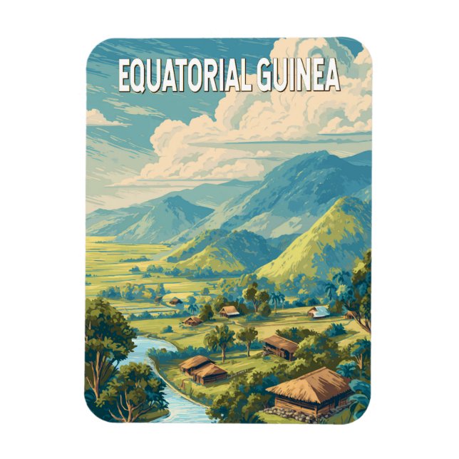Äquatoriale Guinea Illustration Reisen Vintag Magnet (Vertikal)