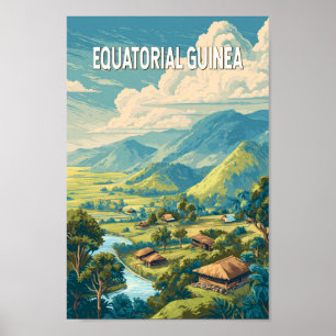 Äquatoriale Guinea Illustration Reisen Vintag Poster