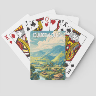 Äquatoriale Guinea Illustration Reisen Vintag Spielkarten