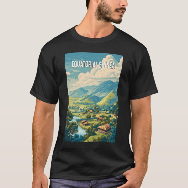 Äquatoriale Guinea Illustration Reisen Vintag T-Shirt (Vorderseite)