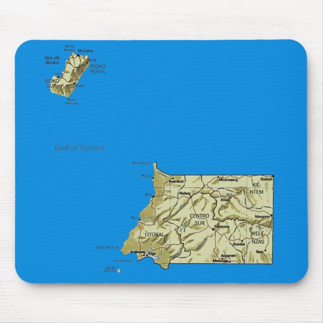 Äquatoriale Guinea Karte Mousepad (Vorne)