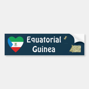 Äquatorialguinea-Flagge Herz + Karte Aufkleber Autoaufkleber