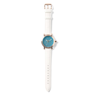 Aqueous Rose Gold White Leather Watch Armbanduhr