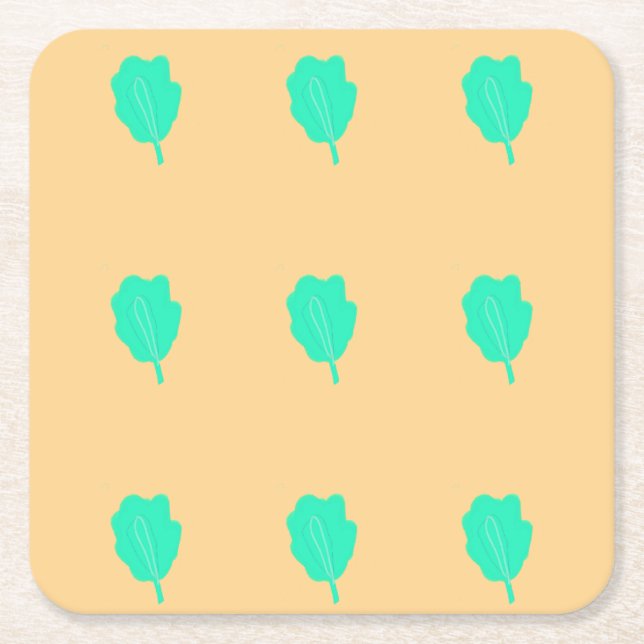 Äquidistant türkisfarbenes Blatt Rechteckiger Pappuntersetzer (Vorderseite)