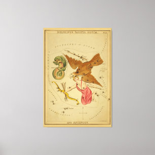 Aquila the Eagle - Vintage Sternenkarte der Astron Leinwanddruck