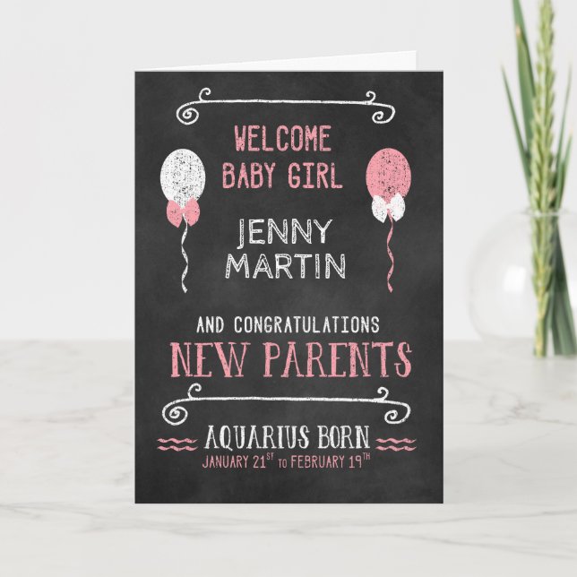 AQURIUS New Baby Girl Geboren 21. Januar bis 19. F Karte (Vorderseite)