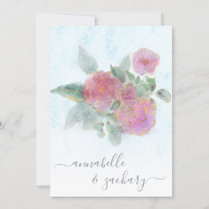 *~* AR12 QR Damask UAWG Rose Bouquet Wedding Invi Einladung