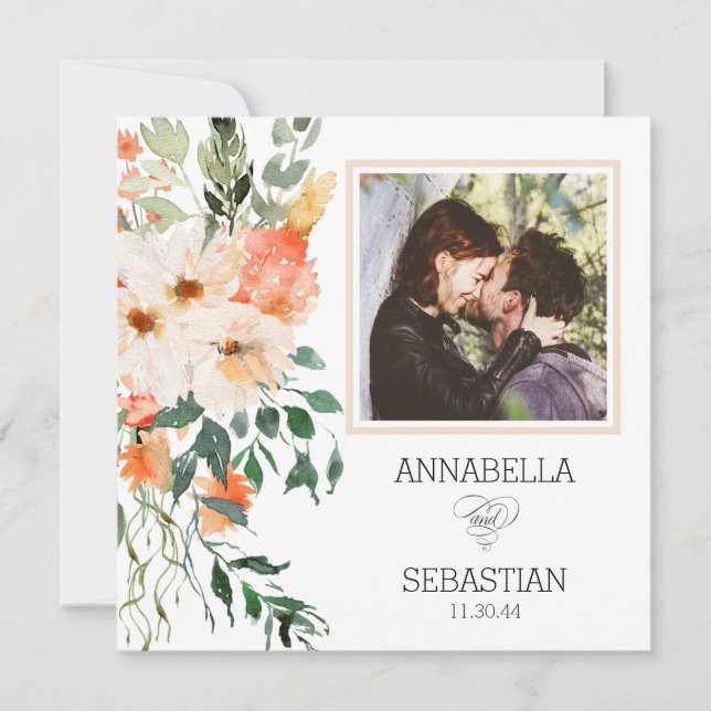 *~* AR12 QR UAWG Rosa Blume WEDDING Einladung (Vorderseite)