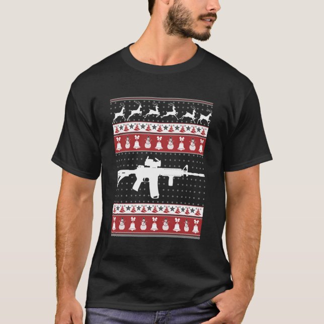 Ar15 Ugly Sweater Xmas zu Weihnachten T-Shirt (Vorderseite)