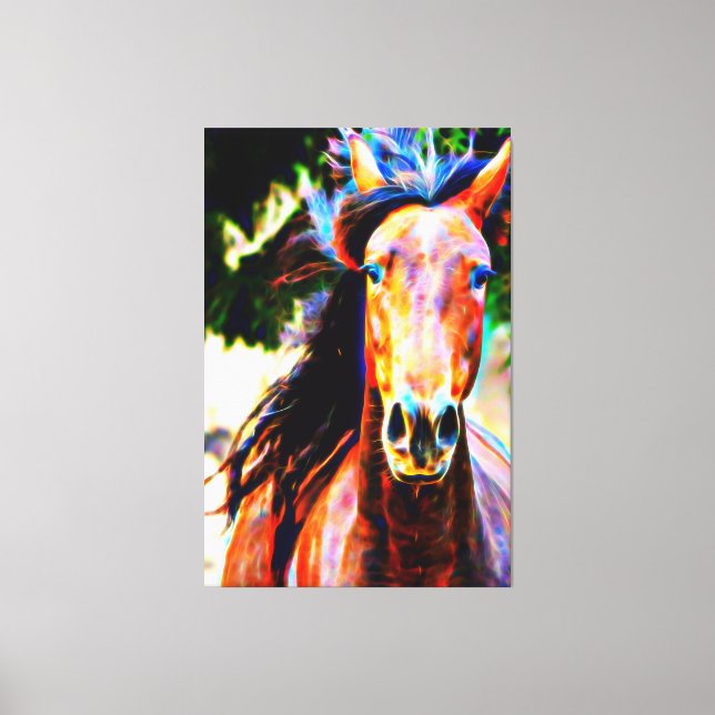 *~* AR22 Black Mane Horse Equine Art Canvas Print Leinwanddruck (Vorderseite)