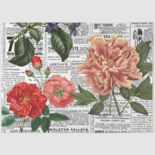 ** AR23 Alte, florale Vintage Viktorianische Entku Seidenpapier