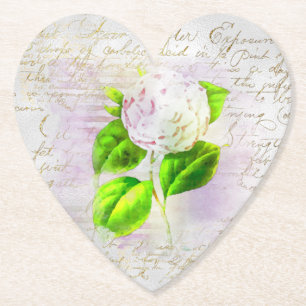 ** AR23 Florale alte Handschrift Vintage-Herz Untersetzer