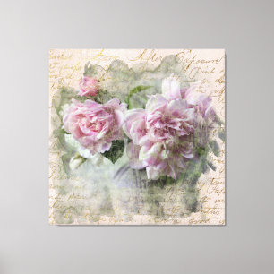 ** AR23 Florale Pfingstrose Handschrift Vintage vi Leinwanddruck