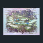 ** AR23 Monet Lily Pads Pond Old Gold Handwriting Postkarte<br><div class="desc">POSTCARD POST CARD ) Klassischer Monet mit alten Imitaten Gold Handschrift und einem subtilen Rainbow Pastel Hintergrund. Der Hintergrund ist weich Pastel und Regenbogen in Farbe. Die Monet Lilies / Lotus sind türkisblau. Energetisch Enhanced Elegant Feminine Romantic Ephemera Floral Painting Artistic Einzigartige Kreative Moderne und Romantische Vintag Old (SEARCH AR23...</div>