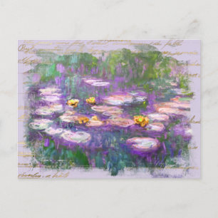 ** AR23 Monet Lily Pads Pond Vintage Handschrift Postkarte