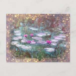 ** AR23 Monet Seerosen Teich Glitter Postkarte