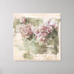 ** AR23 Pfingstrose Florale Handschrift Vintage Vi Leinwanddruck