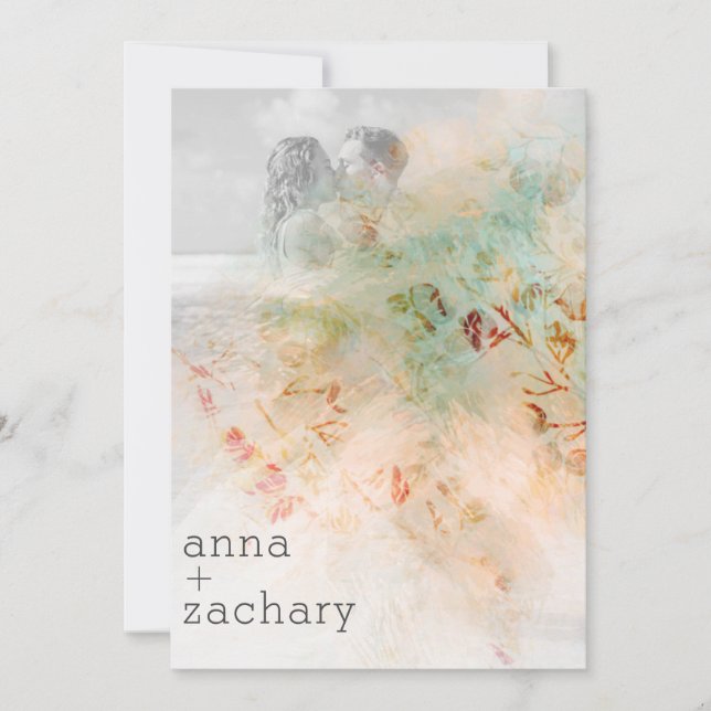 *~* AR26 Botanisches QR Vintages UAWG Hochzeit Einladung (Vorderseite)