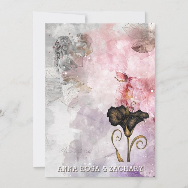 *~* AR26 Pink 7 QR Victorian RSVP PHOTO Wedding Einladung (Vorderseite)