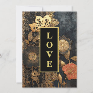 *~AR26 QR Gold Lace LIEBE UAWG Vintage Wedding 34 Einladung