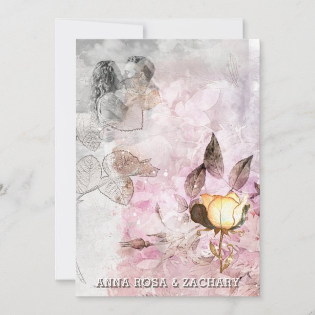 *~* AR26 Rosa 12 QR Viktorianisches UAWG Hochzeit Einladung (Vorderseite)