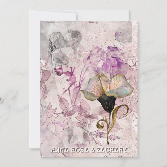 *~* AR26 Rosa 16 QR Viktorianisches UAWG Hochzeit Einladung (Vorderseite)