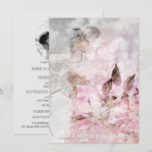 *~* AR26 Staubige Rose QR Vintage Antwort Foto Hoc Einladung