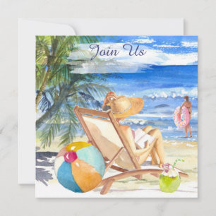 *~* AR29 Meer Sand Sonne Strand Frau JEDES EVENT D Einladung