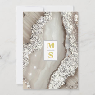 *~ AR66 UAWG IVORY Silver QR Initials Wedding Einladung