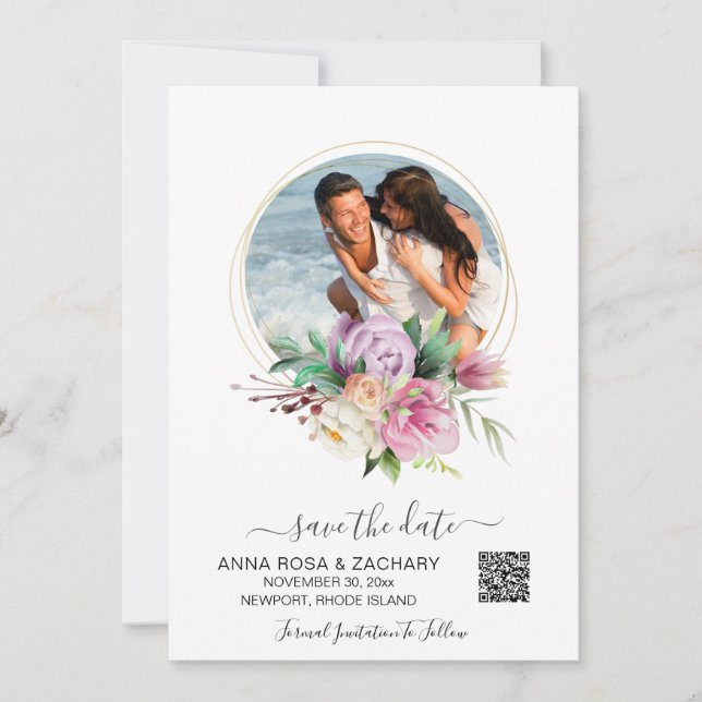 *~* AR6 Floral - Hochzeitswebsite QR Save the Date (Vorderseite)