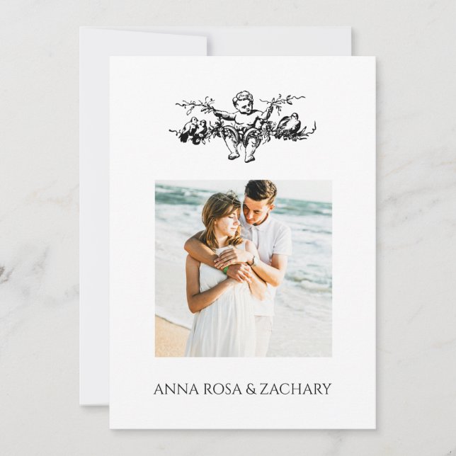 *~* AR6 Viktorianisch QR FOTO UAWG Wedding Cherub Einladung (Vorderseite)