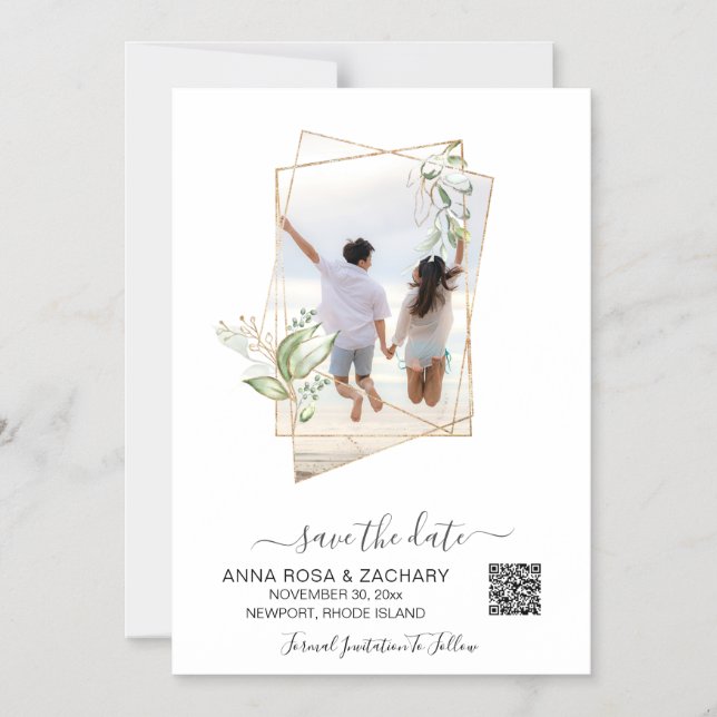 *~* AR6 WEDD SPEICHERN QR Gold - Website Magneteinladung (Vorderseite)