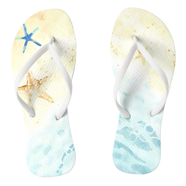 *~* AR7 Beach Sea Shore Star Fisch Nautic Flip Flops (Fußbett)