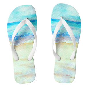 *~* AR7 Beach Sea Shore Waves Nautical Künstlerisc Flip Flops