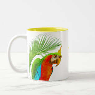 Ara & Palmblätter Zweifarbige Tasse