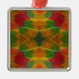 Ara-Papageienfeder-Kaleidoskop Silbernes Ornament