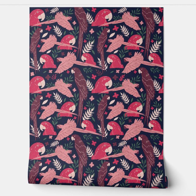 Ara Parrot Bird Tropical Pattern Tapete (Abrollen)