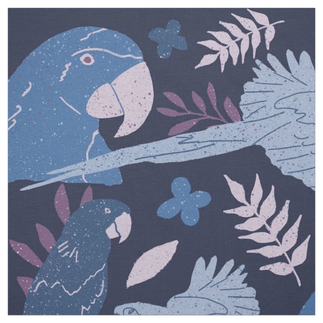 Ara Parrot Blaurosa tropisches Muster Stoff (Muster)