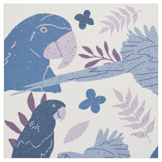 Ara Parrot Blaurosa tropisches Muster Stoff (Muster)