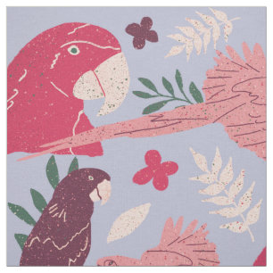 Ara Parrot Pink Burgund tropisches Leaf-Muster Stoff