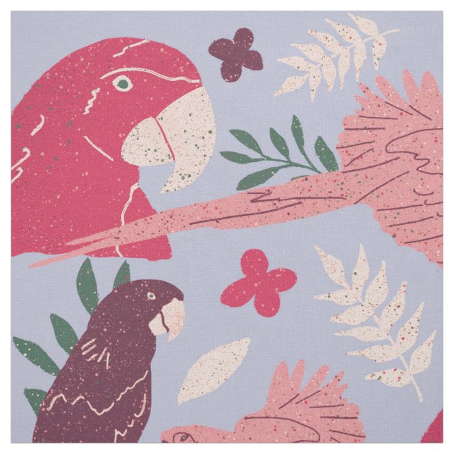 Ara Parrot Pink Burgund tropisches Leaf Muster Stoff (Muster)