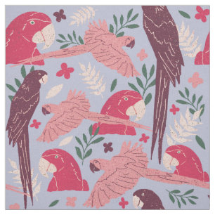 Ara Parrot Pink Burgund tropisches Leaf Muster Stoff