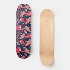 Ara Parrot Rosa Zeichnend tropisches Verlassen Mus Skateboard
