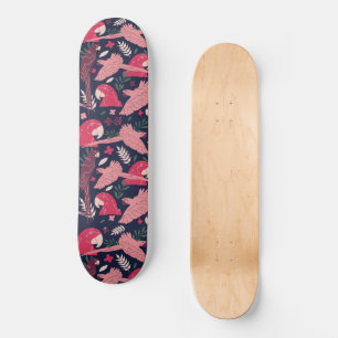Ara Parrot Rosa Zeichnend tropisches Verlassen Mus Skateboard
