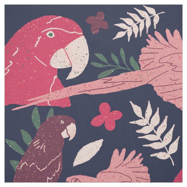 Ara Parrot Rotes Tropenmuster Stoff (Muster)