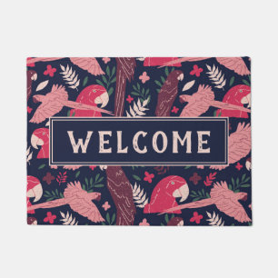 Ara Parrot Tropical Pattern Willkommen Fußmatte